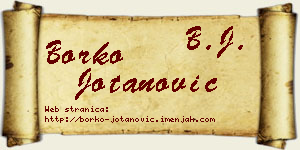 Borko Jotanović vizit kartica